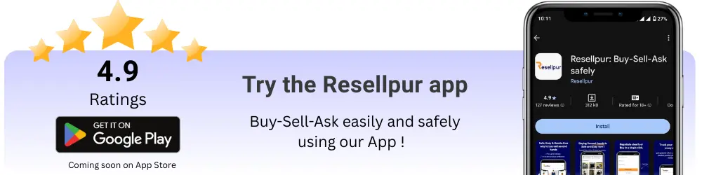 Download Resellpur app from Play Store – Buy and sell second-hand mobiles, books, and clothes securely